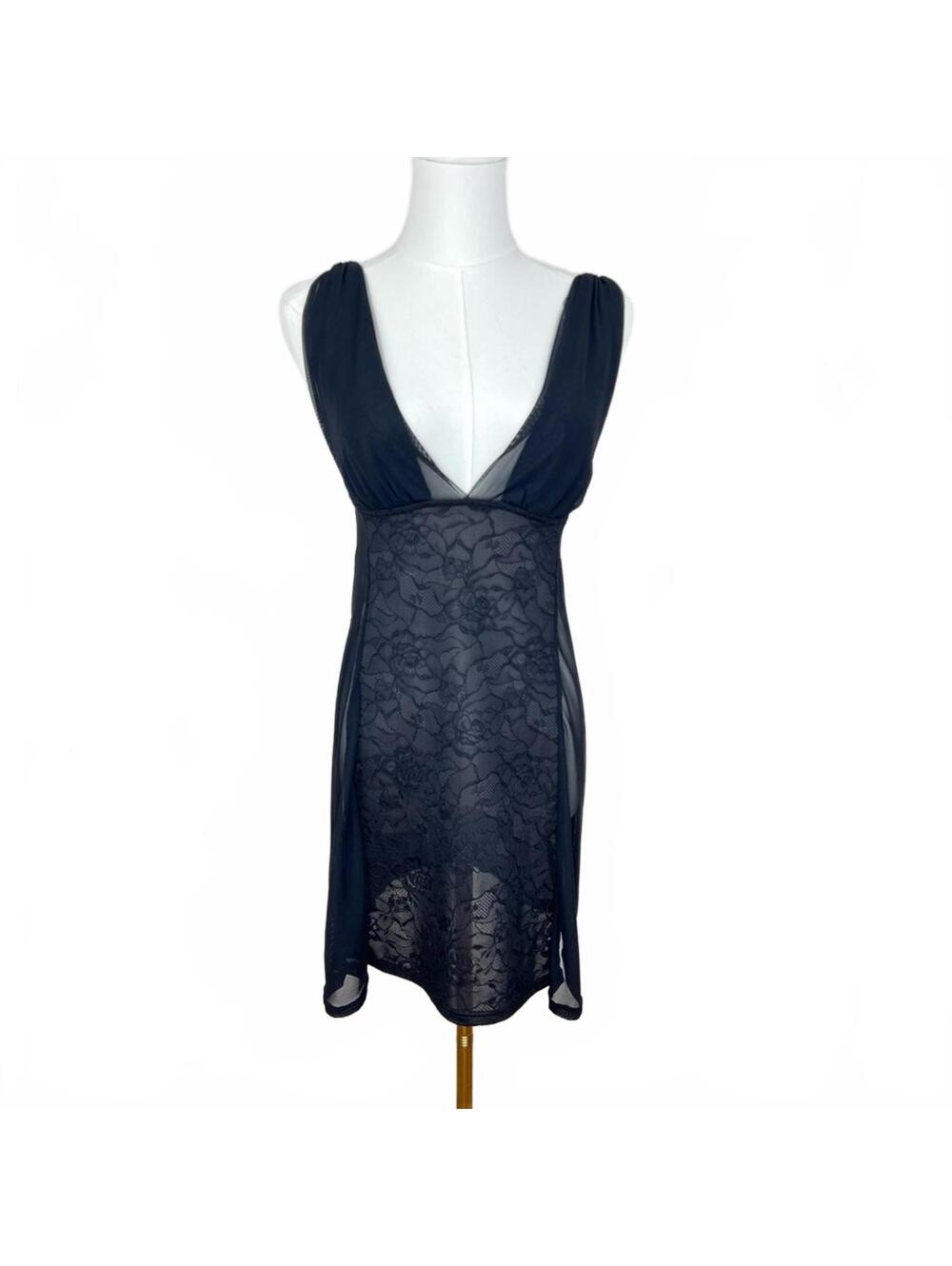 Vintage mesh and lace Black Sheer‎ Dress